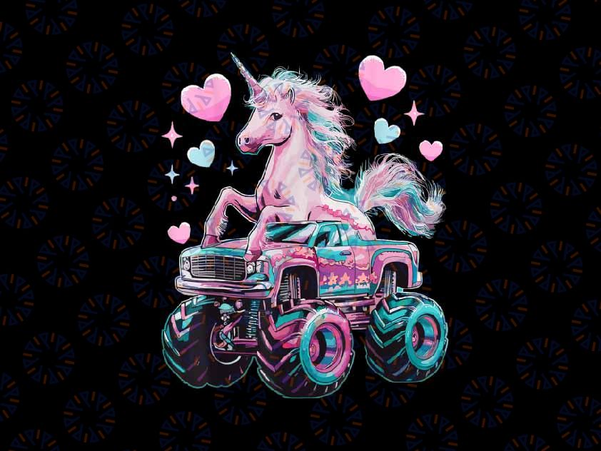 PNG ONLY Monster Truck Unicorn Girl Birthday Png, Monster Truck Horse Lover Png, Digital Download