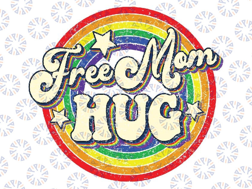 Free Mom Hugs Vintage Rainbow LGBT Pride Month Mother's Day Svg, Rainbow Heart, Pride Mom Svg, Rainbow Pride Svg, Mother Love Svg, LGBT Svg