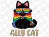 LGBT Ally Cat Be Kind Gay Rainbow Funny LGBTQ Svg, Ally Cat LGBT Gay Rainbow Pride Flag Png,  Ally Cat LGBT Glasses Svg, Digital Download