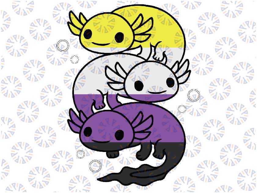 Nonbinary Axolotl Pile Non Binary Enby Lgbtq Svg,  Non-Binary Flag Pride Svg, LGBT Svg, Axolotl Animal Lover, Digital Download