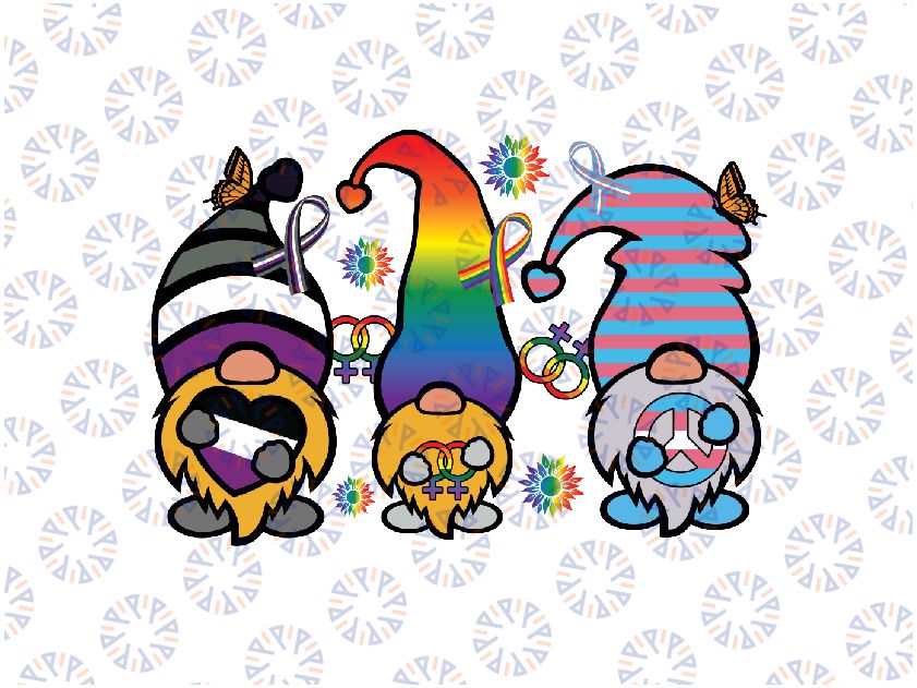 Pride Gnomes Png Sublimation Design, Colorful Gnomes Png, Love Is Love Png, Hand Drawn Gnomes Png, Digital Download