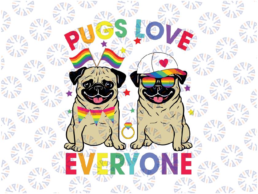 Pride Parade Pugs Love Everyone LGBT Pugs Gay Pride LGBT Svg, LGBT Pugs Gay Pride Svg, Digital Download