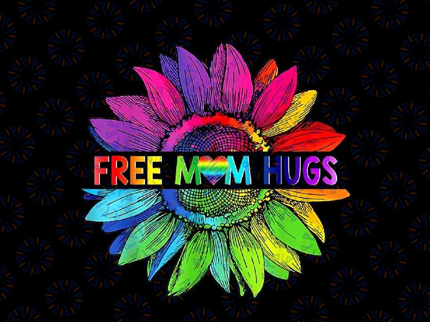 PNG ONLY Free Mom Hugs Lgbtq Png, Pride Mom Daisy Rainbow Flower Mother Day Png, Lgbt Png, Digital Download