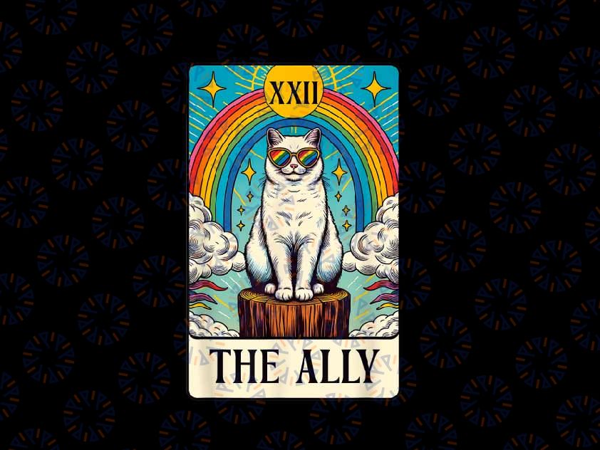 PNG ONLY The Ally Cat Rainbow LGBTQ Tarot Card Png, Les Gay Pride Support Png, Lgbt Png, Digital Download