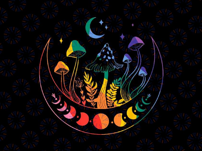 PNG ONLY Gay Pride Moon Phase Magic Png, Mushroom Rainbow Witchy Vibe Png, Lgbt Png, Digital Download