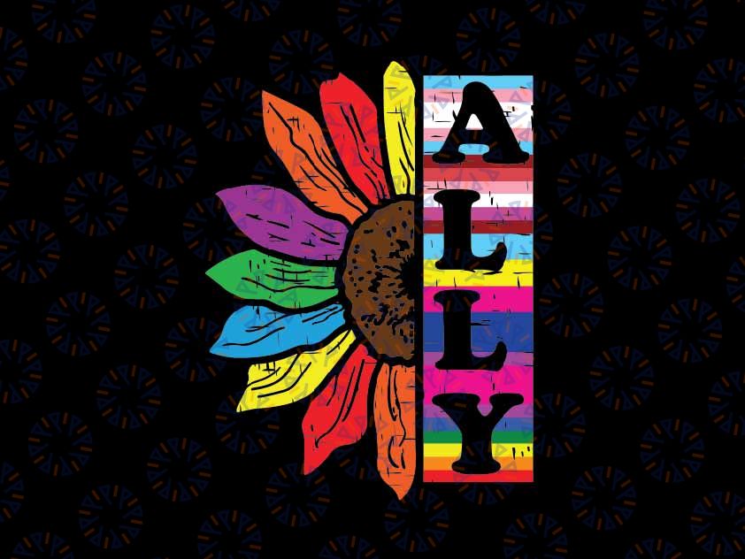 Lgbt Gay Ally Rainbow Pride Flag Svg, Sunflower Ally Lgbt Gay Svg, Lgbt Png, Digital Download