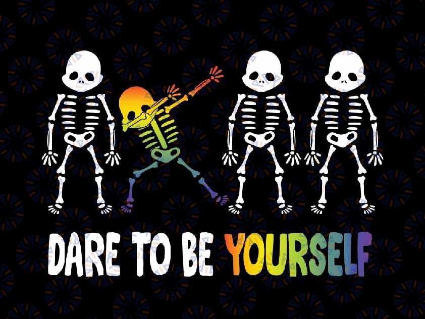 Dare to Be Yourself Pride LGBT Png, Dabbing Skeleton LGBT Flag Png, Lgbt Png, Digital Download