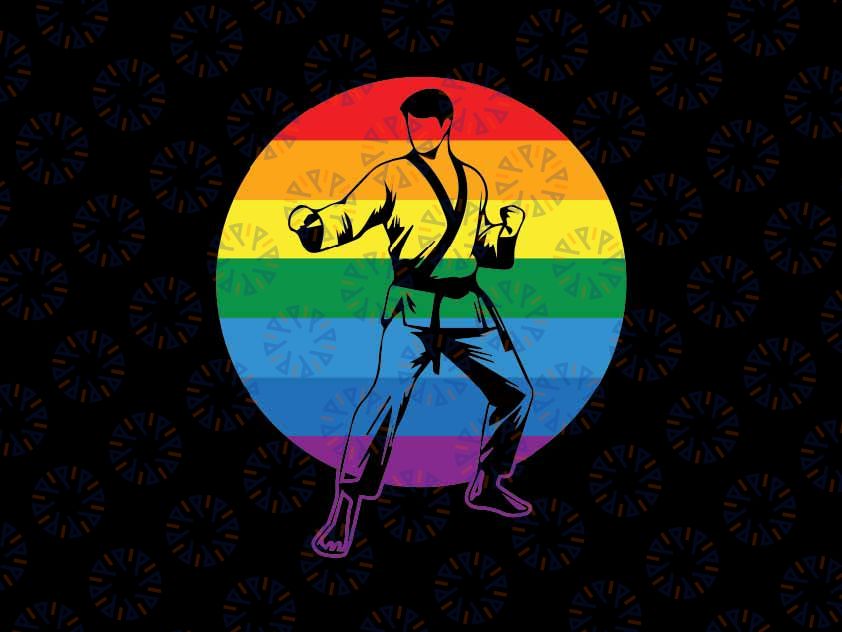 Retro Karate Martial Arts Rainbow LGBT Svg, Gay Pride Lesbian Svg, Lgbt Png, Digital Download