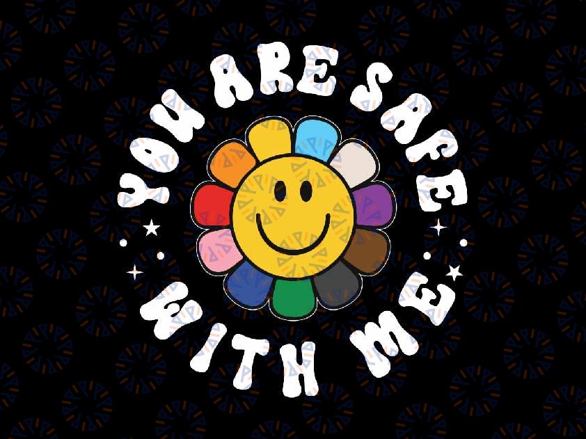 You Are Safe With Me LGBTQ Svg, Pride Ally Smile Face Svg, Lgbt Png, Digital Download