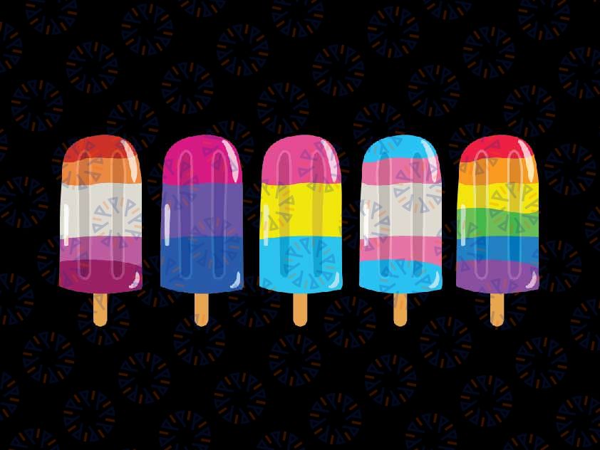 Funny Popsicles Ice Creams Rainbow Flag Svg, LGBT Summer Vacation Svg, Lgbt Png, Digital Download