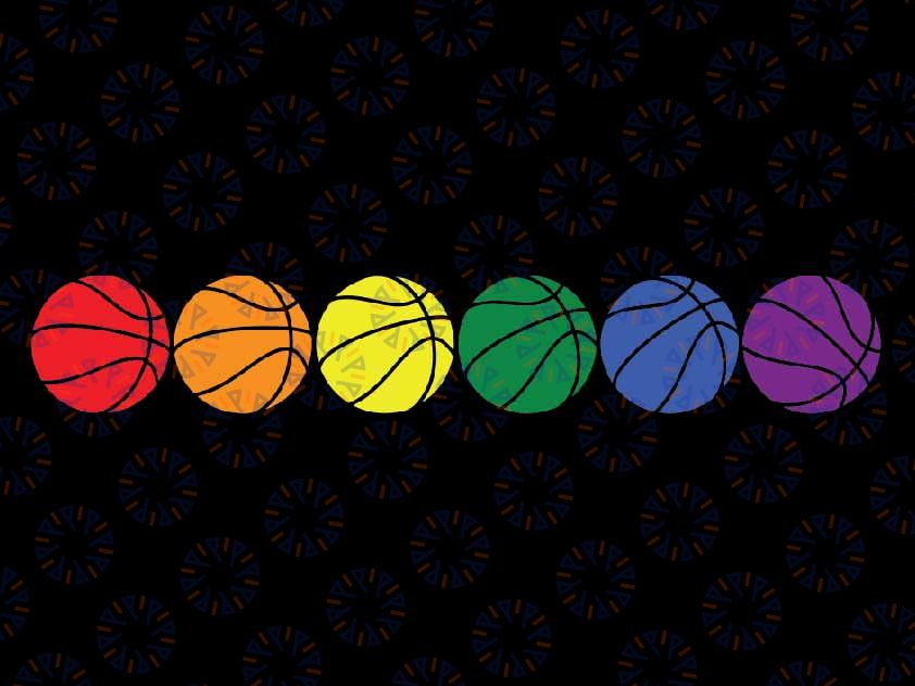 Basketball In LGBT Pride Flag Colors Svg, Lgbt Pride Month 2024 Svg, Lgbt Png, Digital Download