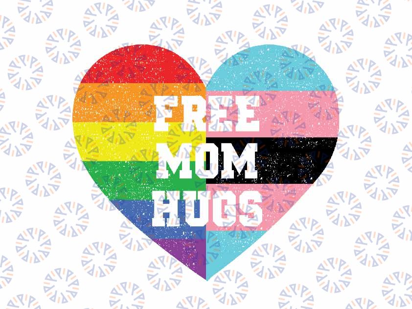 Free Mom Hugs Gay Pride Svg, Transgender Rainbow Flag Heart Svg, Lgbt Png, Digital Download