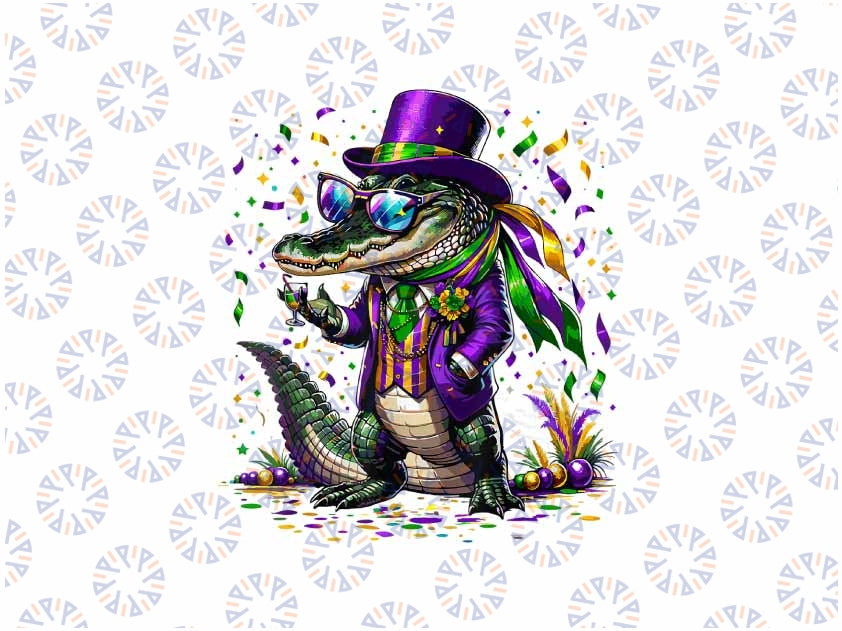 PNG ONLY Mardigator Mardi Gras Alligator Png, Mardi Gras T-Rex Png, Mardi Gras Png, Digital Download