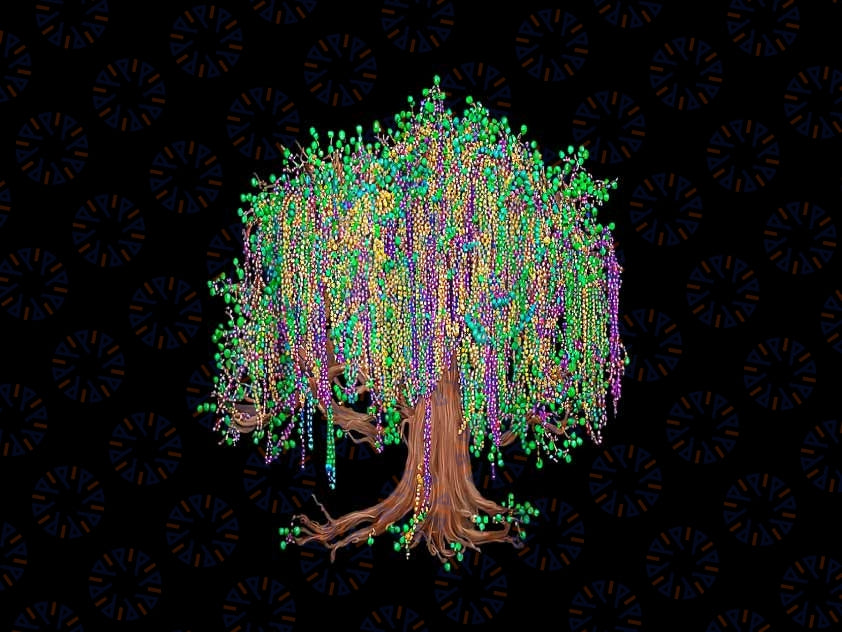 PNG ONLY Mardi Gras Tree Beads New Orleans 2024 Watercolor Festival Png, Mardi Gras Png, Digital Download