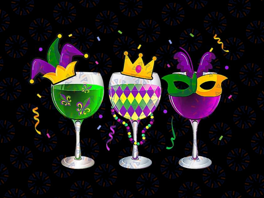 PNG ONLY Mardi Gras Glass Of Wine Png, Funny Drinking Wine Festival Parade Png, Mardi Gras Png, Digital Download