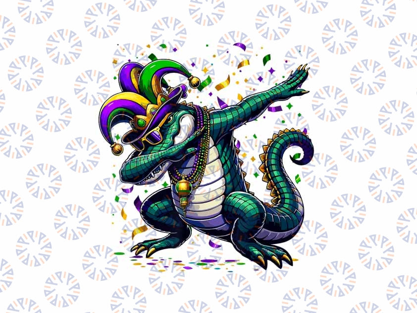 PNG ONLY Dabbing Alligator Mardi Gras Png, Alligator Brown Pelican Png, Mardi Gras Png, Digital Download