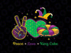 PNG ONLY Peace Love King Cake Mardi Gras Masquerade Carnival Parade Png, Mardi Gras Png, Digital Download