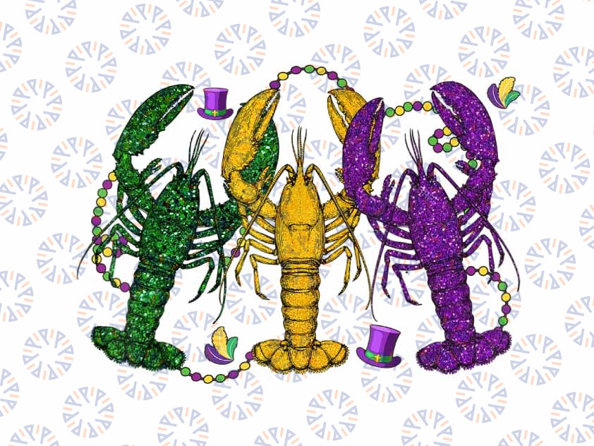 PNG ONLY Mardi Gras Crawfish Glitter Png, Happy Mardi Gras 2023 Matching Png, Mardi Gras Png, Digital Download