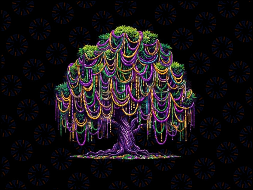 PNG ONLY Mardi Gras Tree Beads New Orleans 2024 Festival Png, Mardi Gras Png, Digital Download