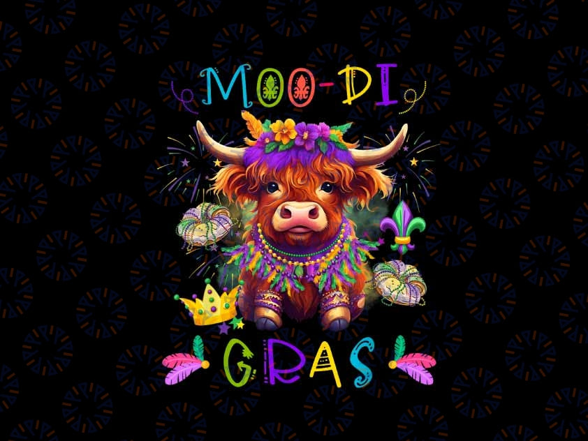 PNG ONLY Moo-di Mardi Gras Bead Heifer Png, Fat-Tuesday Festival Cow Png, Mardi Gras Png, Digital Download