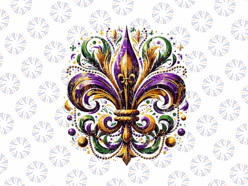 PNG ONLY Vintage Fleur-de Lis New Orleans Png, Mardi Gras Fleur-de Lis Png, Mardi Gras Png, Digital Download