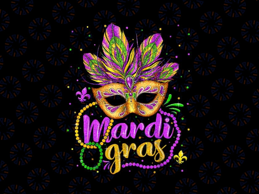 PNG ONLY Mardi Gras 2024 Girls Mask Beads Png, New Orleans Fleur De Lis Mask Png, Digital Download