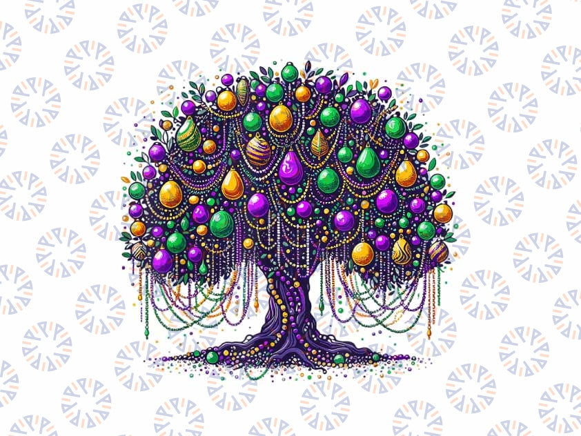 PNG ONLY Mardi Gras Tree Beads New Orleans 2024 Png, Festival Bead Tree Png, Mardi Gras png, Digital Download