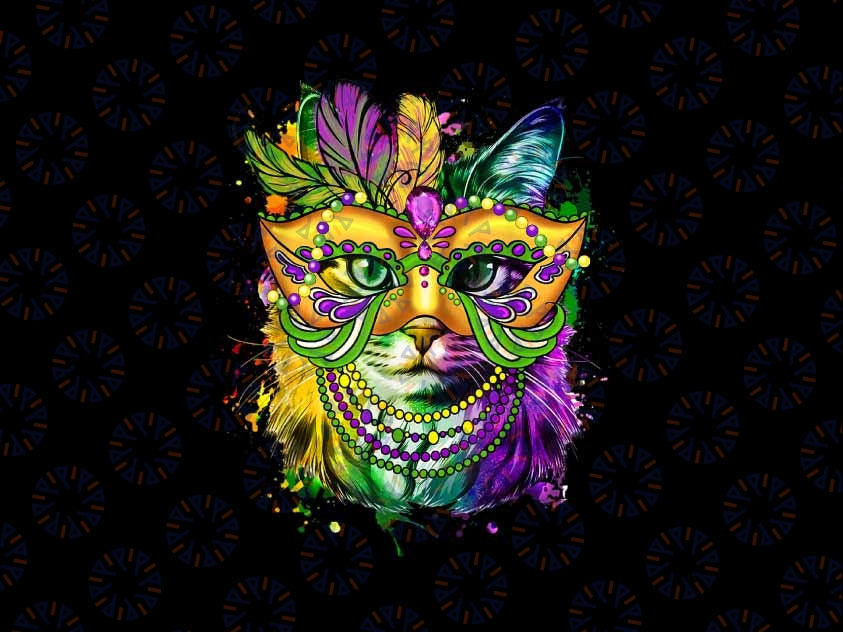 PNG ONLY Cat Mardi Gras  Png, Girls Cat Lover New Orleans Png, Mardi Gras png, Digital Download