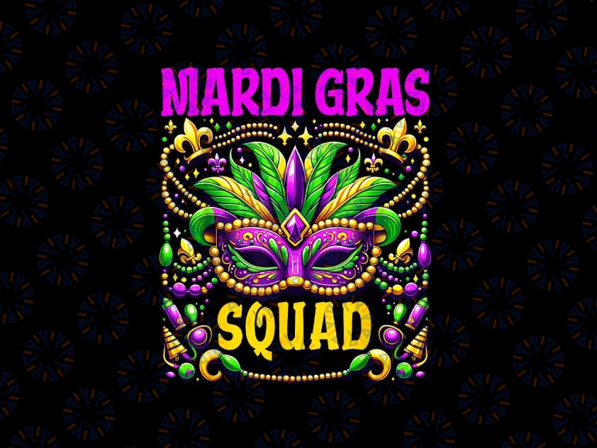 PNG ONLY Mardi Gras Squad Carnival Png, Mardi Gras Beads Mask Png, Mardi Gras Png, Digital Download