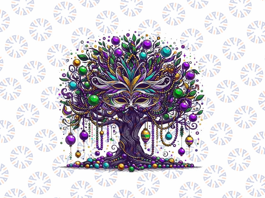 PNG ONLY Mardi Gras Tree Beads New Orleans 2024 Png, Festival Bead Tree Png, Mardi Gras png, Digital Download