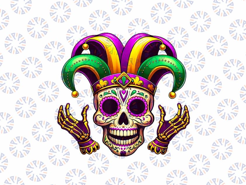 PNG ONLY Mardi Gras Costume Sugar Skull Carnival Png, Fleur de lis Skull Png, Mardi Gras Png, Digital Download