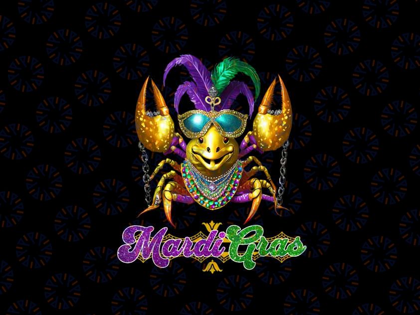 PNG ONLY Mardi Gras Crawfish Mask Feathers Beads Chain Png, Mardi Gras Love Png, Mardi Gras Png, Digital Download