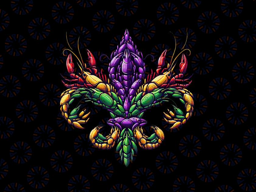 PNG ONLY Crawfish Fleur-De-Lis Png, Mardi Gras Crawfish Png, Mardi Gras Png, Digital Download