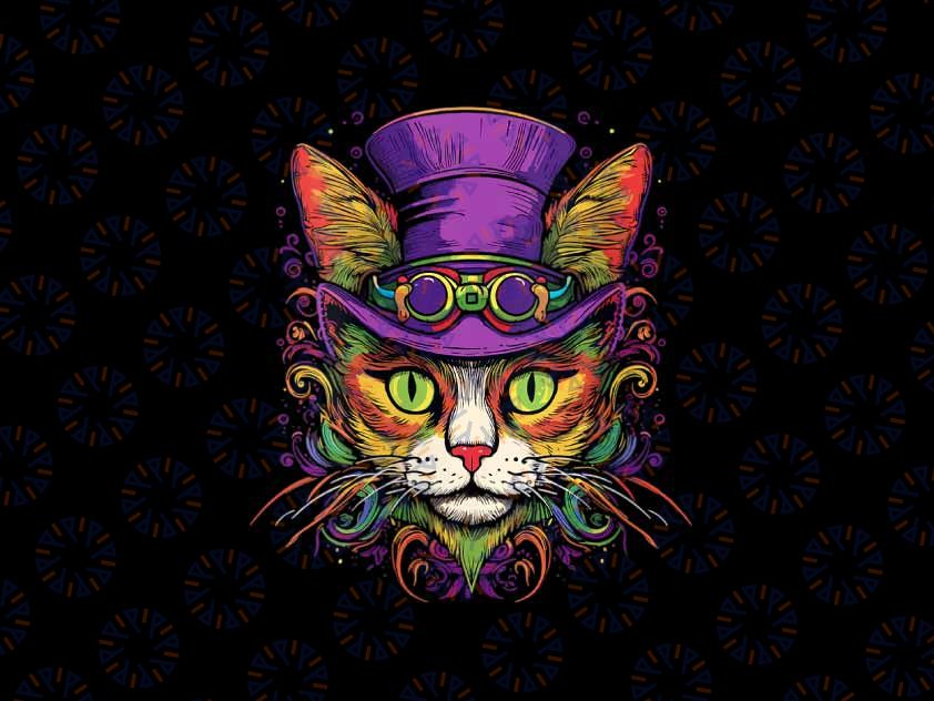 PNG ONLY Whimsical Cat Witch Doctor Png, Mardi Gras Cat Vintage Png, Mardi Gras Png, Digital Download