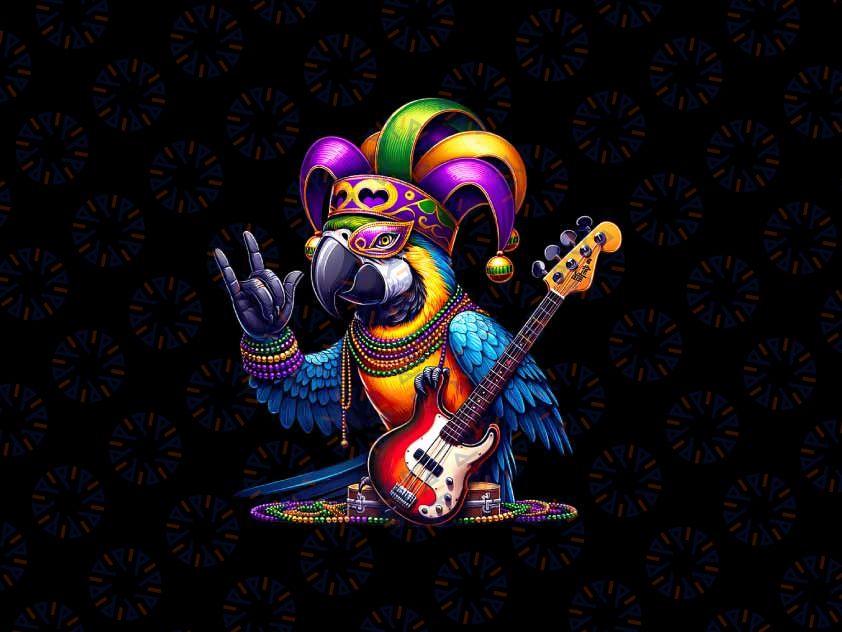 PNG ONLY Rock n Roll Guitar Png, Mardi Gras Parrot Premium Png, Mardi Gras Png, Digital Download