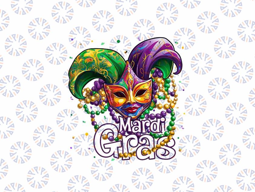 PNG ONLY Happy Mardi Gras Carnival Party Mask Beads Png, Mardi Gras Png, Digital Download