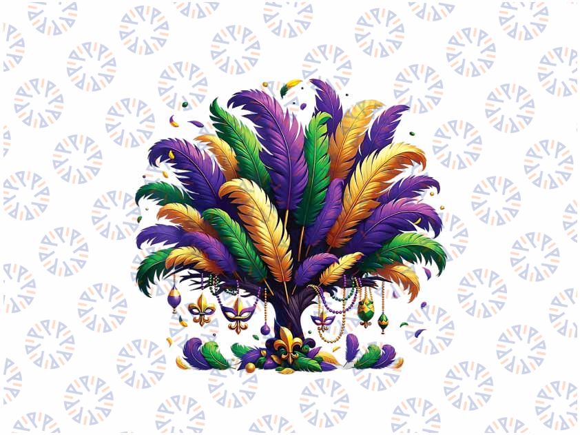 PNG ONLY Mardi Gras Tree Beads New Orleans 2024 Png, Watercolor Festival Mardi Gras Png, Digital Download