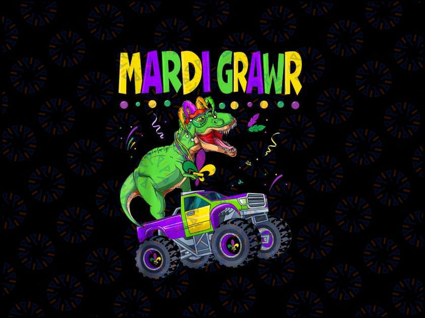 PNG ONLY Dino Monster Truck Mardi Grawr Mardi Gras Png, Monster Truck T-rex Mardi Gras Png, Digital Download