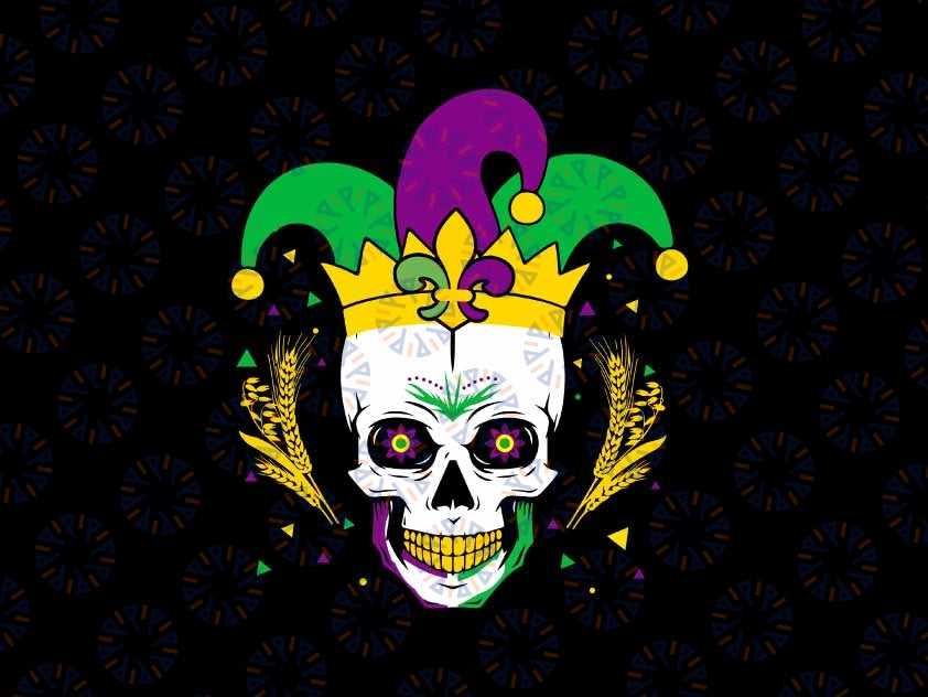 Mardi Gras Sugar Skull Carnival Party Svg, Fleur De Lis Skeleton Svg, Mardi Gras Png, Digital Download