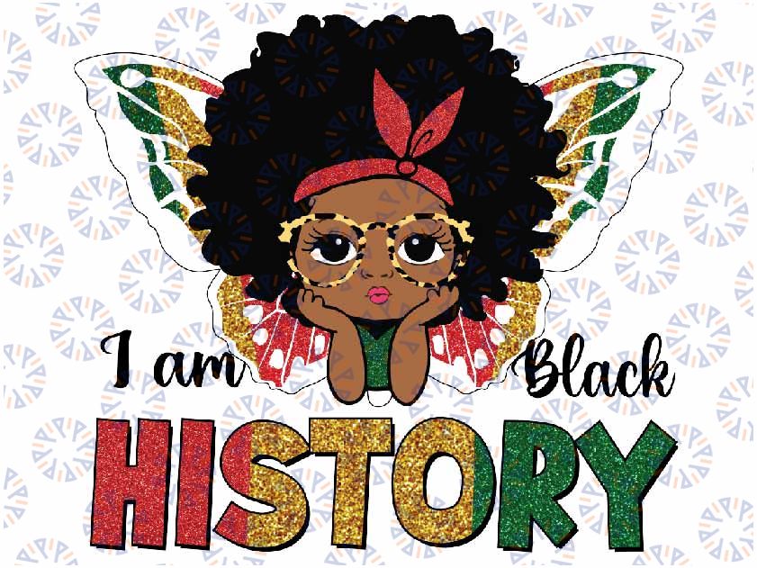 I Am Black History Month African American Kids Girl Queen Png, Black History Png, Digital Download