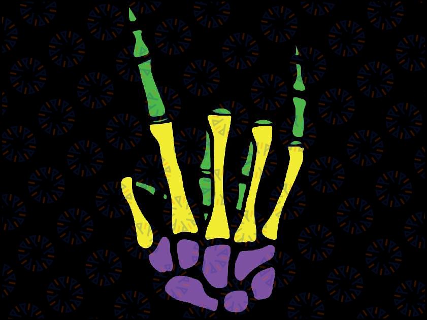 Skeleton Rock Hand Pocket Mardi Gras Bones Music Lover Band Svg Png, Rock and Roll Devil Horns Vector Svg, Digital Download