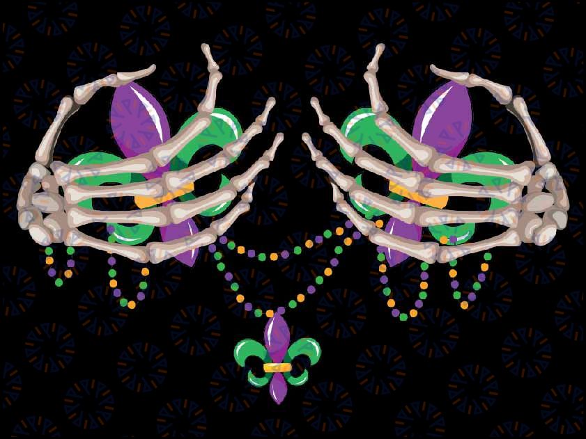 Mardi Gras Skeleton Hands Svg, Happy Mardi Gras Funny Svg Png,  Mardi Gras 2024 Svg, Digital Download