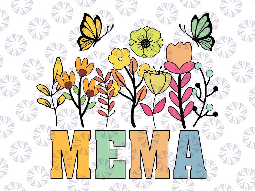 Retro Vintage Floral Mema Svg, Boho Mama Design Svg, Mother's Day Png, Digital Download