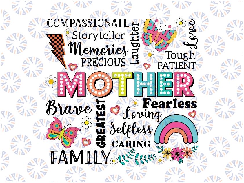 Retro Mother Svg, She is Mom Svg, Blessed Mom Loving Selfless Svg, Mother's Day Png, Digital Download