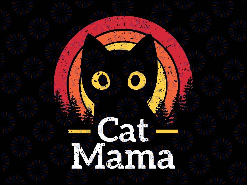 Black Cat Mom Mama Svg, Retro Wildlife Happy Mom 2024 Svg, Mother's Day Png, Digital Download