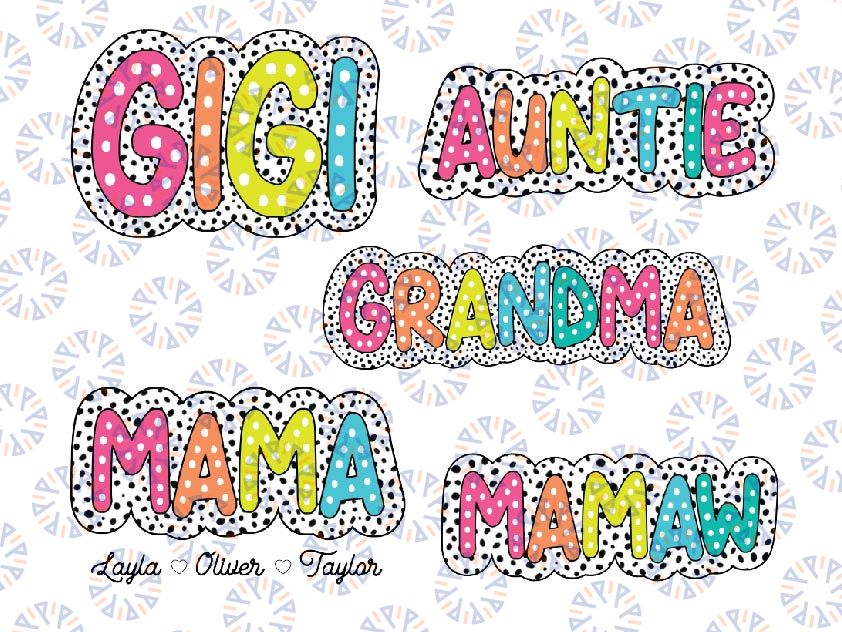 Custom Name Mama Dalmatian Png, Mothers Day Dalmatian Bundle, Grandma Auntie Dalmatian Dots Name Png, Mother's Day Png, Digital Download