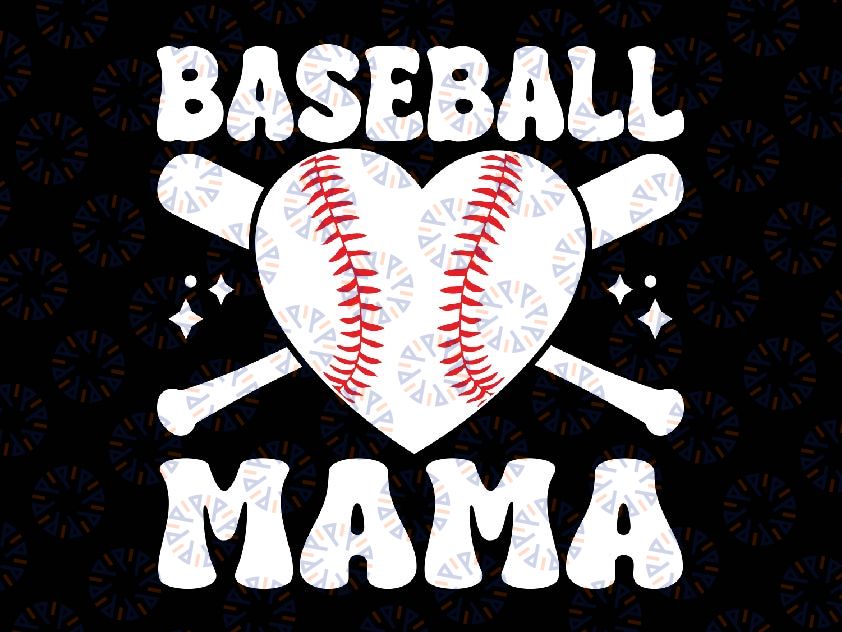 Baseball Mama Retro Groovy Baseball Svg, Baseball Mom Mothers Day Svg, Mother's Day Png, Digital Download