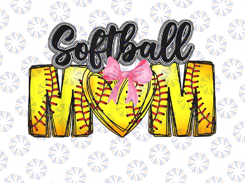 PNG ONLY Softball Mom Coquette Mothers Day Png, Softball Mama With Pink Pow Png, Mother's Day Png, Digital Download