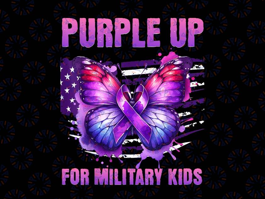 PNG ONLY Purple Up For Military Kids Png, Military Child Month USA Flag Png, Digital Download