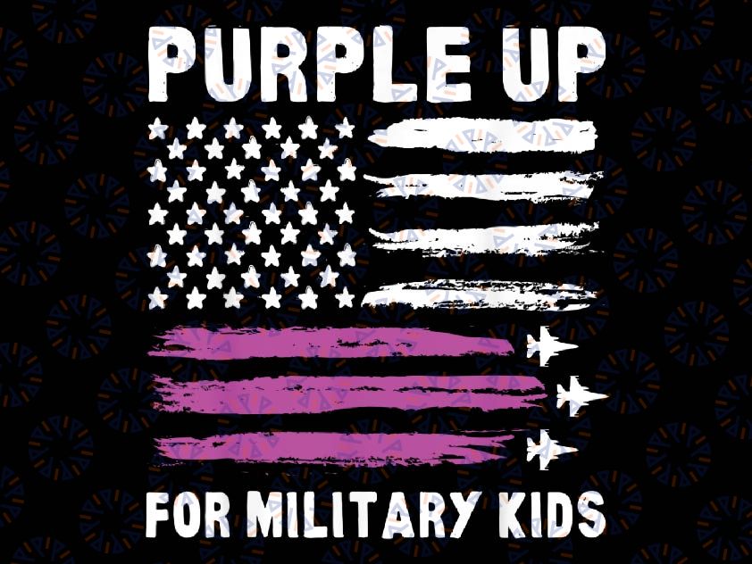 Purple Up US Flag Fighter Jet Military Kids Military Child Png, Purple Up For Military Png, Mothers Day Png, Digital Download